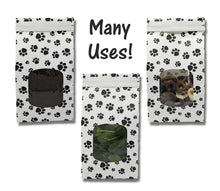 1 lb Paw Print Tin Tie Bags - Reclosable Treat Pouch for Candy, Coffee, Tea & Pet Treats w/ Poly Window - Reusable Food Storage