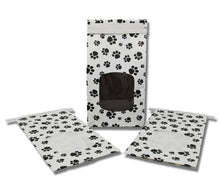 1 lb Paw Print Tin Tie Bags - Reclosable Treat Pouch for Candy, Coffee, Tea & Pet Treats w/ Poly Window - Reusable Food Storage