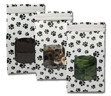 1 lb Paw Print Tin Tie Bags - Reclosable Treat Pouch for Candy, Coffee, Tea & Pet Treats w/ Poly Window - Reusable Food Storage