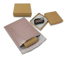 MADE IN U.S.A! 100 Pack Kraft 3.5"x3.5"x1" Cotton Filled Jewelry Boxes, Paper Gift Presentation Display Ring Box, Recycled Eco Freindly
