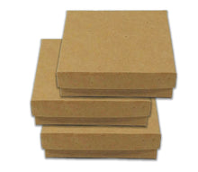 MADE IN U.S.A! 100 Pack Kraft 3.5"x3.5"x1" Cotton Filled Jewelry Boxes, Paper Gift Presentation Display Ring Box, Recycled Eco Freindly