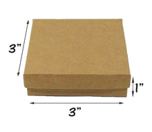 MADE IN U.S.A! 100 Pack Kraft 3.5"x3.5"x1" Cotton Filled Jewelry Boxes, Paper Gift Presentation Display Ring Box, Recycled Eco Freindly