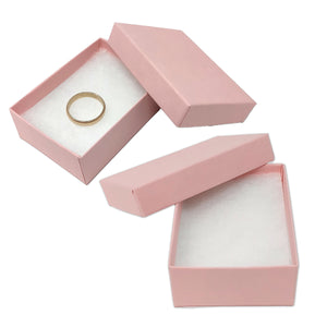 Pastel Pink 3.5x3.5x1 or 3x2x1 Inch Cotton Filled Presentation Jewelry Boxes Paper Gift Display Craft Ring, Bracelets, Storage Design U.S.A