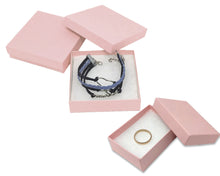 Pastel Pink 3.5x3.5x1 or 3x2x1 Inch Cotton Filled Presentation Jewelry Boxes Paper Gift Display Craft Ring, Bracelets, Storage Design U.S.A