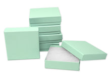 3x2x1, 3x3x1 Sea Green Aqua Shimmer & Marble Cotton Filled Jewelry Display Boxes, Recyclable Presentation, Storage, Gifts Ring, Bracelets