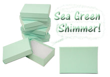 3x2x1, 3x3x1 Sea Green Aqua Shimmer & Marble Cotton Filled Jewelry Display Boxes, Recyclable Presentation, Storage, Gifts Ring, Bracelets