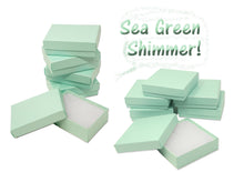 3x2x1, 3x3x1 Sea Green Aqua Shimmer & Marble Cotton Filled Jewelry Display Boxes, Recyclable Presentation, Storage, Gifts Ring, Bracelets