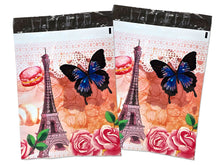 Hello Paris! Beautiful Bonjour Paris Eiffel Tower Brunch Poly Mailers , Fun Stylish Secure Chic French Butterfly Self Sealing Mailing Bags