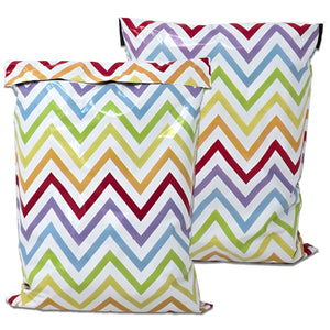 Colorful Peaks Chevron Themed Poly Mailers, 10x13 Dynamic Rainbow Stripe Bold & Bright Shipping Bags, Vivid V Design for Memorable Unboxing
