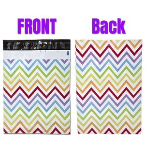 Colorful Peaks Chevron Themed Poly Mailers, 10x13 Dynamic Rainbow Stripe Bold & Bright Shipping Bags, Vivid V Design for Memorable Unboxing