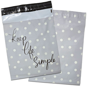 10x13 Keep it Simple Poly Mailers, White Polka dot Serenity, Peaceful, Relaxed Neutral Shipping Mail envelope Plastic Self Seal Bags