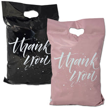 10x13 Thank You Poly Mailers with Handles - Black & Pink Merchandise Shopping Bags, Pop Up Shop Cute Party Boutique Bags, Shipping, Mailing