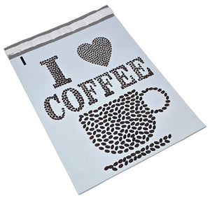 10x13 I Love Coffee Designer Mailers, Designer Self Sealing Shipping Mail Bags for T shirts, Clothing, Coffee Beans Art Shipping Bags