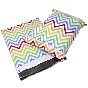 Colorful Peaks Chevron Themed Poly Mailers, 10x13 Dynamic Rainbow Stripe Bold & Bright Shipping Bags, Vivid V Design for Memorable Unboxing