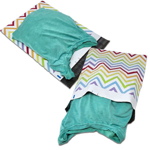 Colorful Peaks Chevron Themed Poly Mailers, 10x13 Dynamic Rainbow Stripe Bold & Bright Shipping Bags, Vivid V Design for Memorable Unboxing