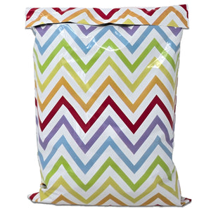 Colorful Peaks Chevron Themed Poly Mailers, 10x13 Dynamic Rainbow Stripe Bold & Bright Shipping Bags, Vivid V Design for Memorable Unboxing
