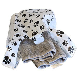 Eco-Friendly Paw Print Plastic T-Shirt Bags with Handles, 8x5x18" & 11x6x22", Cute Recycled Grocery Bags | USA T Sack Merchandise Favor Bags