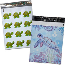 Cute Green & Sea Turtles 10x13 Poly Mailers Combo – Fun Mail Packaging, Boys, Girls, Adorable Playful Designer Lightweight Shipping Bags