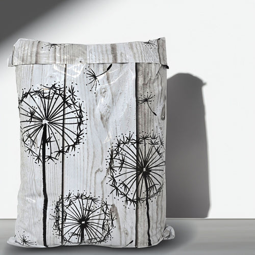 10x13 Driftwood Whimsical Black Dandelions Poly Mailers, Rustic Wood Grain Gray, Farmhouse Chic Vintage Shipping Mailing envelope bags