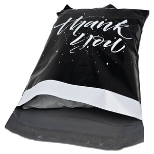 10x13 Thank You Poly Mailers with Handles - Black & Pink Merchandise Shopping Bags, Pop Up Shop Cute Party Boutique Bags, Shipping, Mailing
