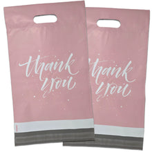 10x13 Thank You Poly Mailers with Handles - Black & Pink Merchandise Shopping Bags, Pop Up Shop Cute Party Boutique Bags, Shipping, Mailing