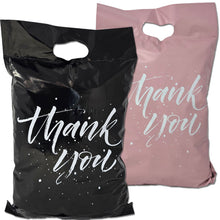 10x13 Thank You Poly Mailers with Handles - Black & Pink Merchandise Shopping Bags, Pop Up Shop Cute Party Boutique Bags, Shipping, Mailing