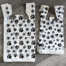Eco-Friendly Paw Print Plastic T-Shirt Bags with Handles, 8x5x18" & 11x6x22", Cute Recycled Grocery Bags | USA T Sack Merchandise Favor Bags
