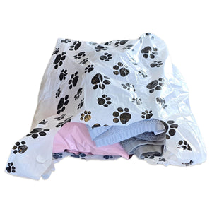 Eco-Friendly Paw Print Plastic T-Shirt Bags with Handles, 8x5x18" & 11x6x22", Cute Recycled Grocery Bags | USA T Sack Merchandise Favor Bags