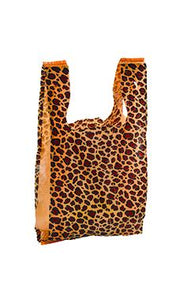 Leopard, Zebra T-Shirt Bags with Handles, 8x5x16" & 11x6x21", Cute Favor Merchandise Retail Grocery Bags | USA T Sack Merchandise Favor Bags