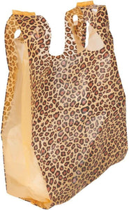 Leopard, Zebra T-Shirt Bags with Handles, 8x5x16" & 11x6x21", Cute Favor Merchandise Retail Grocery Bags | USA T Sack Merchandise Favor Bags
