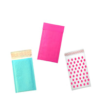 Hot Pink, Aqua and Polka Dot Kraft Bubble Mailers, Padded Envelopes, 4x8 & 6x9 - ShipNFun