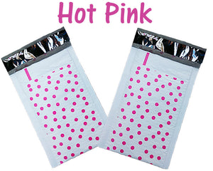 Hot Pink & Teal 4x8" Polka Dot Poly Bubble Mailers, Padded Envelope Shipping Bag - ShipNFun