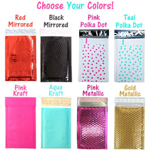 4x8" Pink,Teal, Gold Polka Dot Poly Bubble Mailers, Padded Shipping Envelopes - ShipNFun