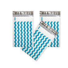 6" x 10", 4 x 8" Teal Blue Chevron Poly Bubble Mailer Padded Shipping Envelopes - ShipNFun