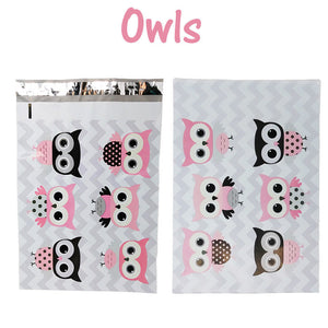 10x13" Designer Owls, Cat's Poly Mailers Combo Pack, Quality Shipping Envelopes! - ShipNFun
