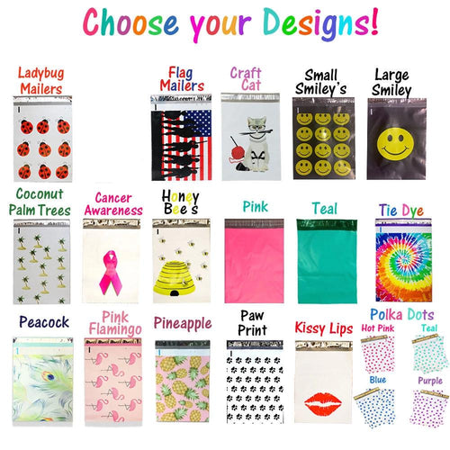 FUN Poly Mailers Designer Self Seal Shipping Mailing Bags 10x13