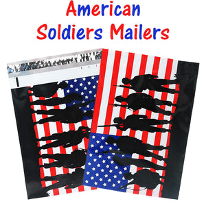 10x13" Military Soldier Patriotic Flag Poly Mailers, Flat Shipping Envelope Bags - ShipNFun