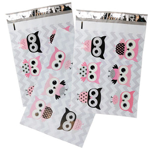 10x13" Designer Owls, Cat's Poly Mailers Combo Pack, Quality Shipping Envelopes! - ShipNFun