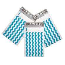 6" x 10", 4 x 8" Teal Blue Chevron Poly Bubble Mailer Padded Shipping Envelopes - ShipNFun