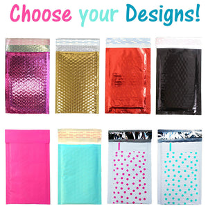 4x8" Pink,Teal, Gold Polka Dot Poly Bubble Mailers, Padded Shipping Envelopes - ShipNFun