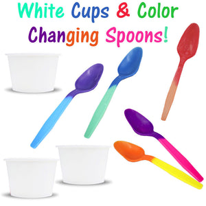 Party Ice Cream Snack Food Paper Cups, Color Changing Spoons Birthday Combo Pack - ShipNFun