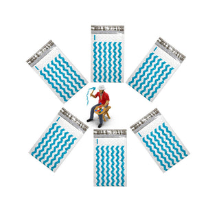 6" x 10", 4 x 8" Teal Blue Chevron Poly Bubble Mailer Padded Shipping Envelopes - ShipNFun