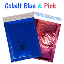 6x10 Cobalt Blue, Pink Metallic Foil Bubble Mailers Padded Designer Mailing Bags - ShipNFun