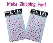 Hot Pink & Teal 4x8" Polka Dot Poly Bubble Mailers, Padded Envelope Shipping Bag - ShipNFun