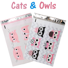 10x13" Designer Owls, Cat's Poly Mailers Combo Pack, Quality Shipping Envelopes! - ShipNFun