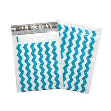 6" x 10", 4 x 8" Teal Blue Chevron Poly Bubble Mailer Padded Shipping Envelopes - ShipNFun