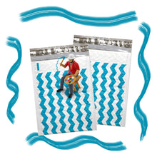 6" x 10", 4 x 8" Teal Blue Chevron Poly Bubble Mailer Padded Shipping Envelopes - ShipNFun