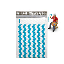 6" x 10", 4 x 8" Teal Blue Chevron Poly Bubble Mailer Padded Shipping Envelopes - ShipNFun