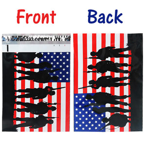 10x13" Military Soldier Patriotic Flag Poly Mailers, Flat Shipping Envelope Bags - ShipNFun
