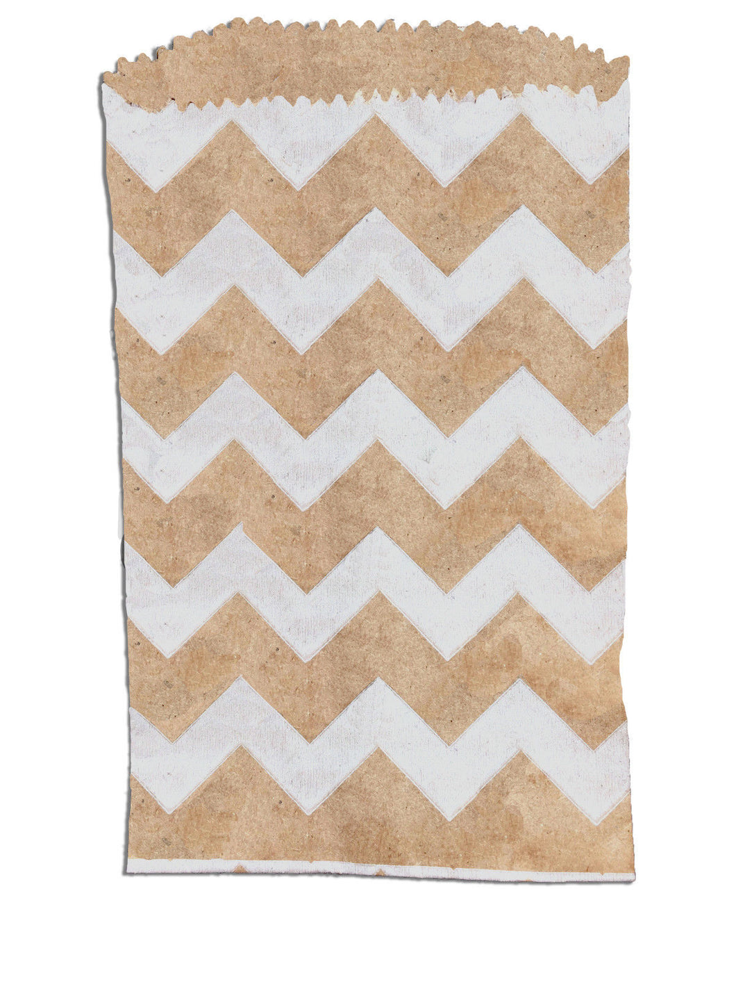 200 -3x5” Mini Natural Kraft & White Chevron -Flat Paper Treat Bags - ShipNFun